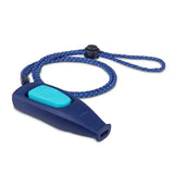 Blue and teal plastic coachi whizzclick 2-in-1 whistle with braided blue cord for coaches and referees