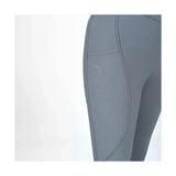 Gray coldstream balmore thermal riding tights with subtle stitched pocket and embossed logo made from brushed fleece riding material