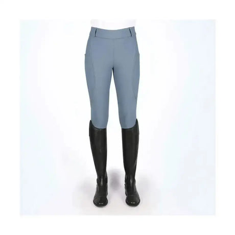 Light blue coldstream balmore thermal riding tights with sleek fit and subtle side seams made from brushed fleece riding fabric