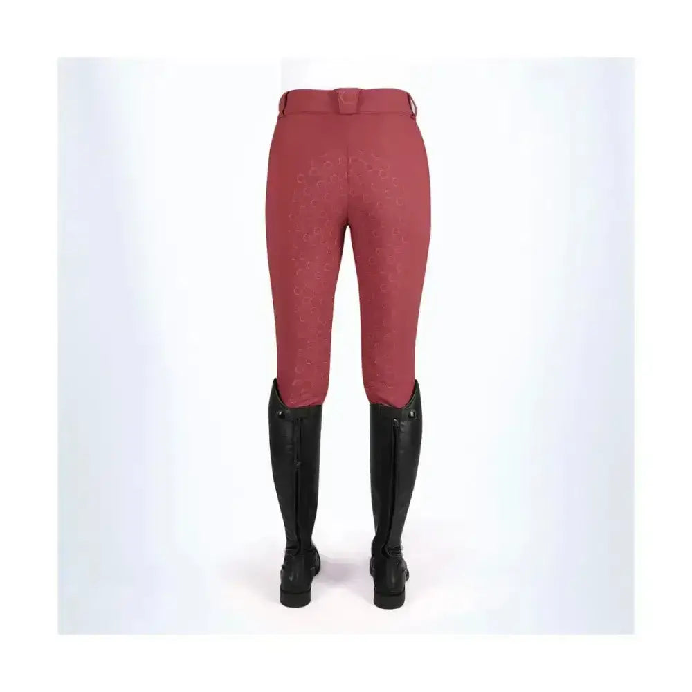 Coldstream balmore thermal riding tights in burgundy with a subtle textured pattern and brushed fleece lining