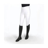 White coldstream balmore thermal riding tights with brushed fleece lining and black knee-high boots for winter rides