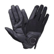 Black tactical blakelaw diamante riding gloves with reinforced leather palms and hexagonal logo patch on wrist