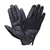 Black tactical blakelaw diamante riding gloves with reinforced leather palms and hexagonal logo patch on wrist