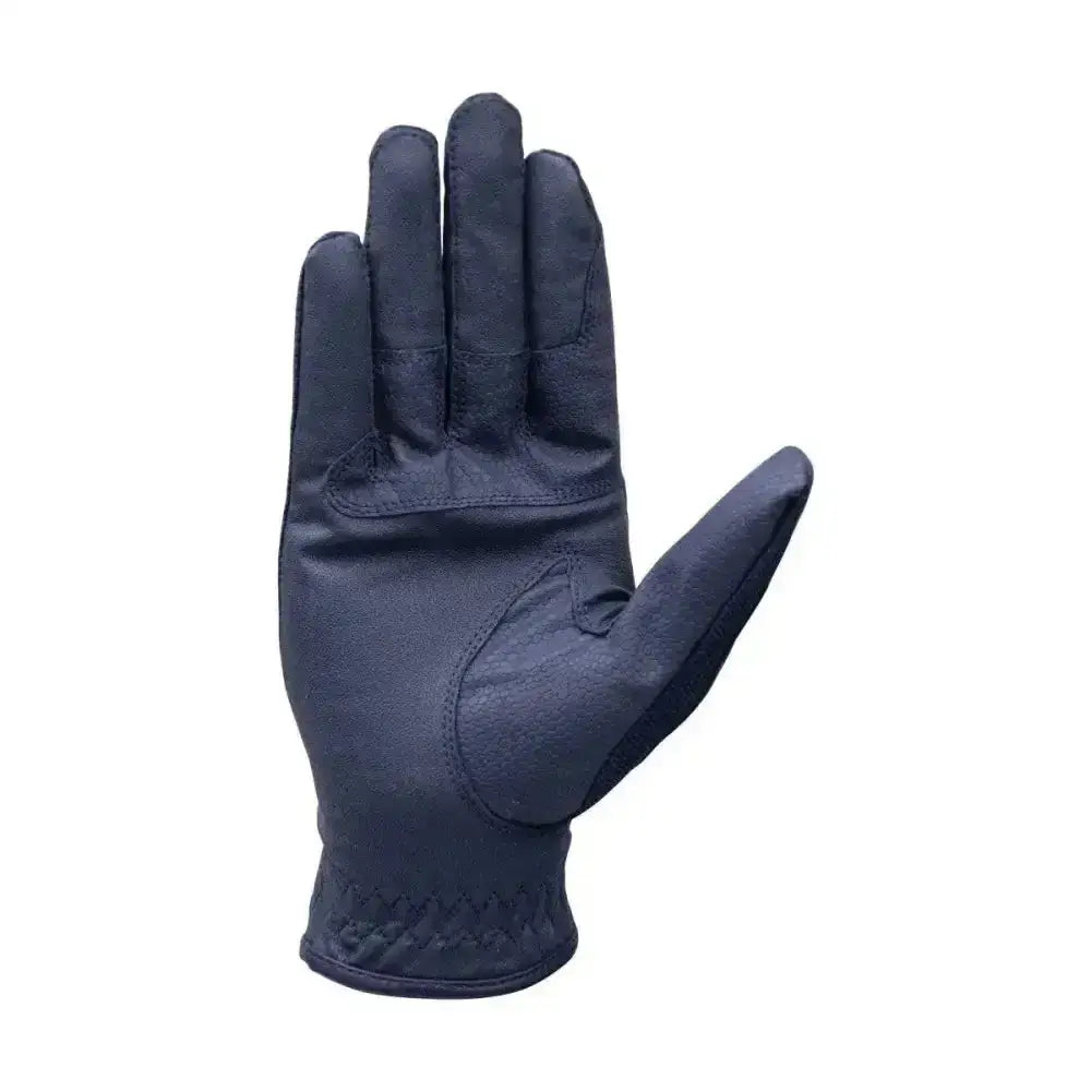 Dark navy leather coldstream blakelaw diamante riding gloves with reinforced stitching and textured palm for grip