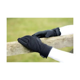 Black insulated coldstream duns stormguard gloves with water repellent softshell and subtle logo on back of hand
