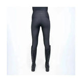 Black high-waisted coldstream ednam riding tights with subtle circular logo and capillary action fabrics for riding comfort