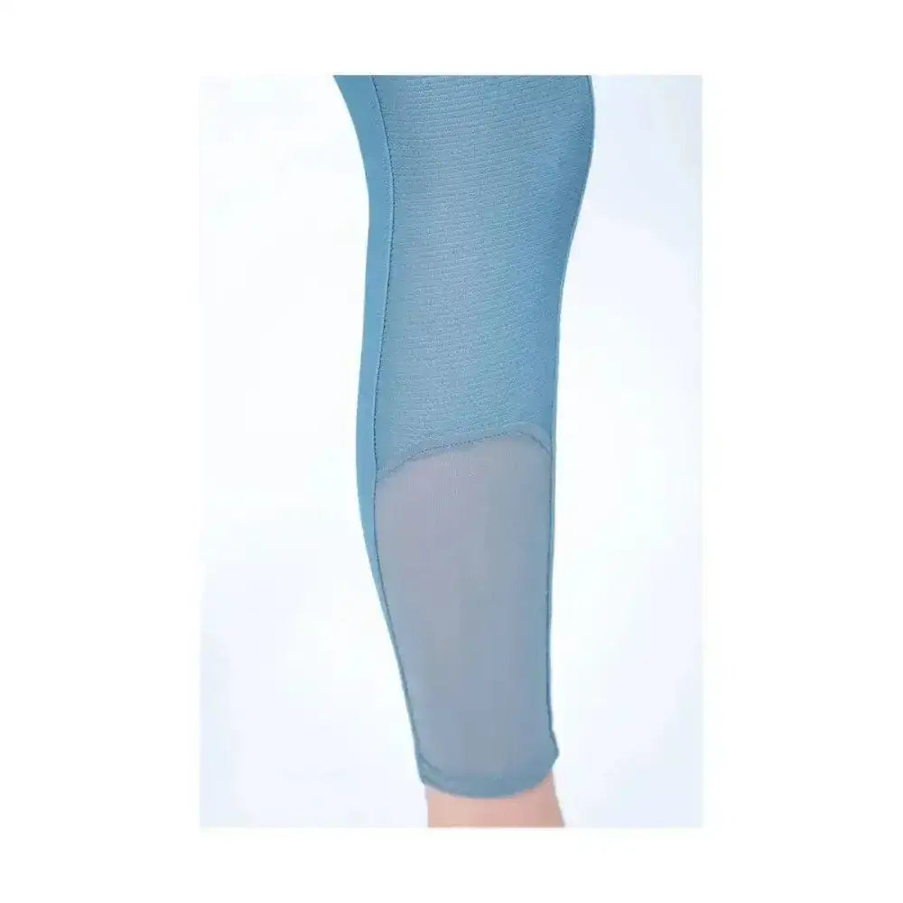 Blue ednam riding tights with mesh lower leg panel featuring technical capillary action from coldstream ednam riding