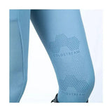 Light blue coldstream ednam riding tights with subtle dotted cloud pattern and technical capillary action logo visible