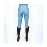 Light blue coldstream ednam riding tights with high waist and subtle seam detailing featuring technical capillary action