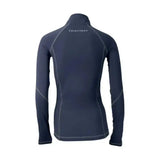 Dark navy long-sleeved coldstream lennel base layer top with gray stitching and high collar in blue grey colors