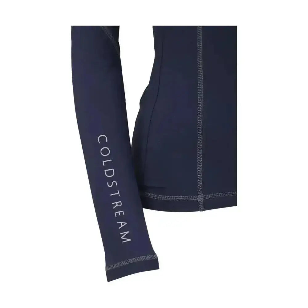 Navy blue coldstream lennel base arm sleeves with white vertical lettering and contrast stitching best-selling lennel base