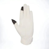 White touchscreen glove with black textured fingertips featuring technical quad stretch for lintlaw coolmesh summer use