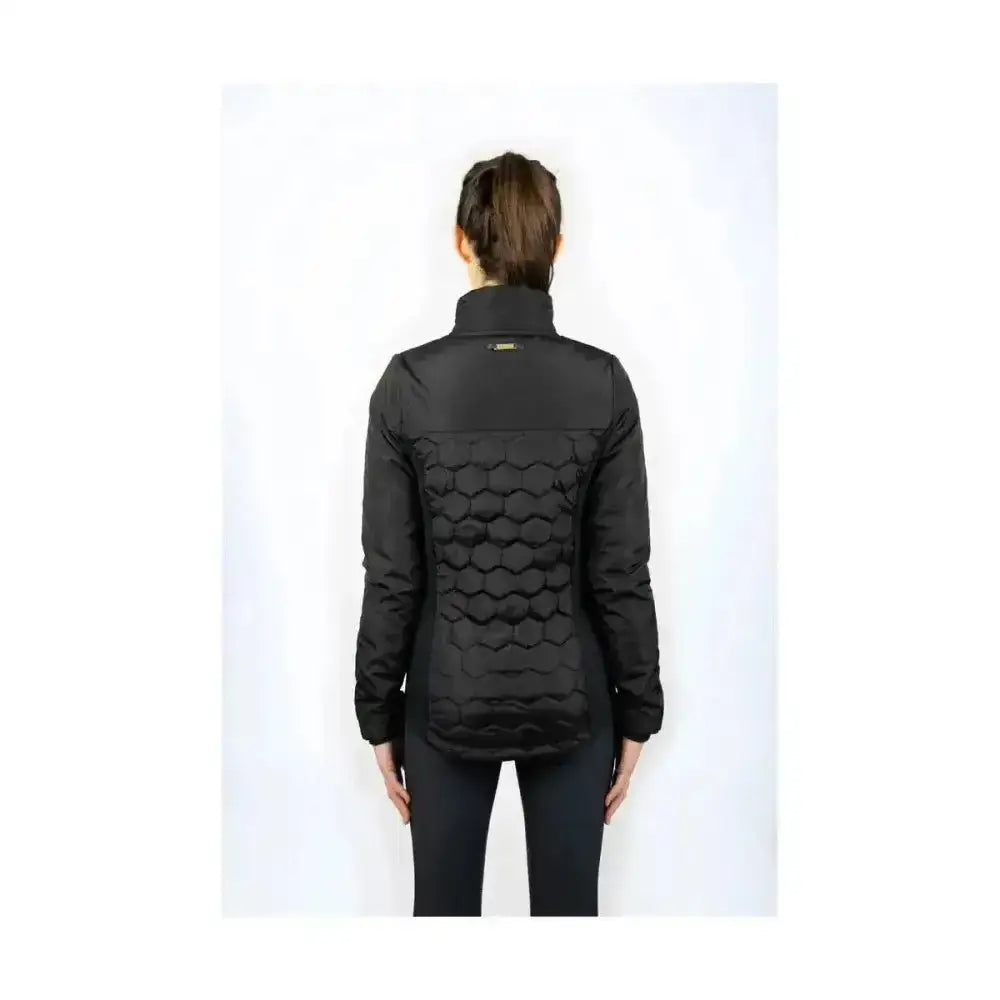 Black quilted puffer jacket with honeycomb pattern on back in coldstream linton lightweight jacket black style