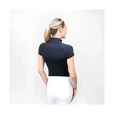 Black coldstream midlem short sleeve base layer with high collar and seamless design for riding comfort