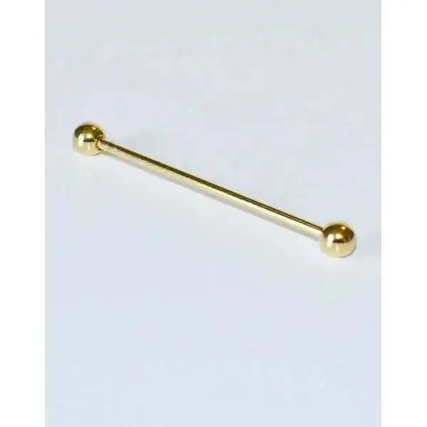 Gold-colored collar pins barbell with spherical ends ideal as equestrian competition accessories