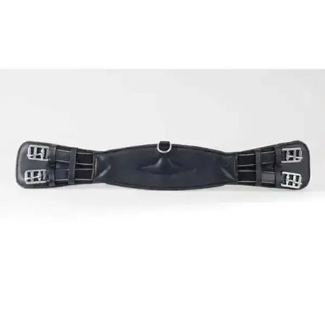 Black leather comfort dressage girth rhinegold with silver buckles and central d-ring german leather softee model