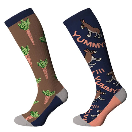 Comodo Novelty Fun Junior Socks Donkey Carrots  - Barnstaple Equestrian Supplies