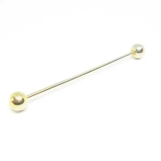 Gold-colored competition collar pin bar with spherical ends stylish accessory for showing collar pin on riding tie