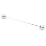 Silver competition collar pin bar with polished spherical ends and sleek slender rod, a stylish accessory for riding ties