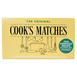 Yellow rectangular box of cooks matches with black text and kitchen utensil drawings perfect next to heinz tomato soup