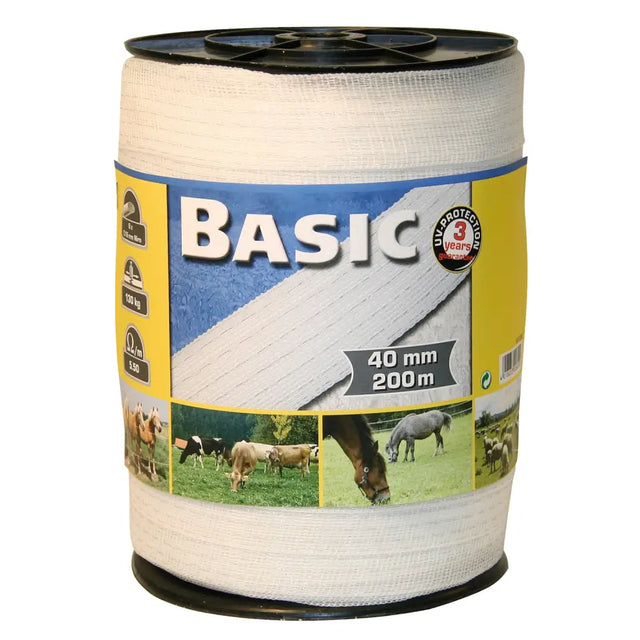 Roll of BASIC Electric Fencing Tape 200m for Corral Basic Fencing Livestock Enclosures