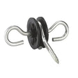 Silver metal corral double loop insulator with black plastic wheel and screw for loop insulator fix and hanging items