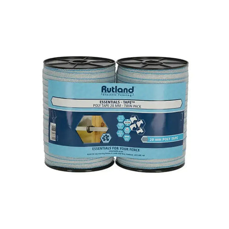 Corral essentials poly tape twin pack 20 mm poly tape in light blue and dark blue packaging by rutland essentials