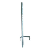 Silver galvanized iron corral multi post with three prongs and pre-drilled holes for secure ground anchoring