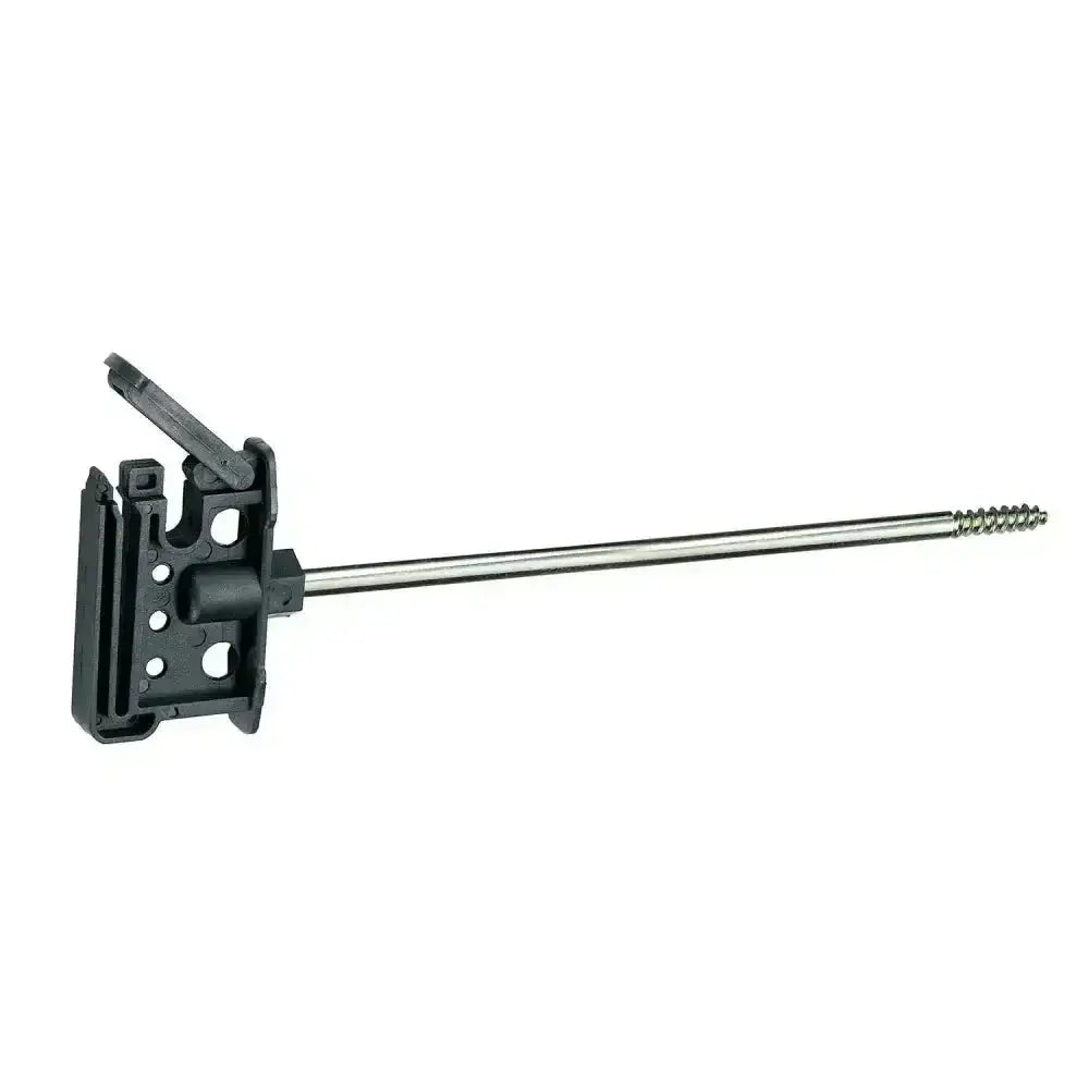Black plastic handle screwdriver with metallic shaft and threaded tip for corral offset tape live wires insulator use