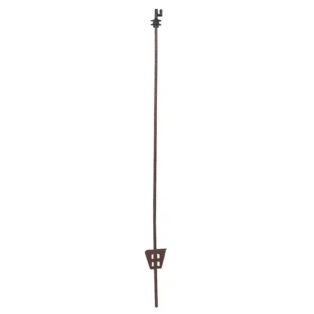 Black heavy duty tread-in corral oval steel garden flagpole with spring steel triangular base and decorative top