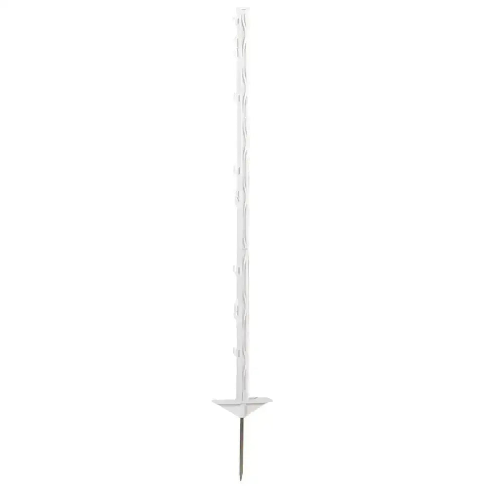 White corral plastic post with twisted design and steel point double step-in for garden fencing 105cm tall