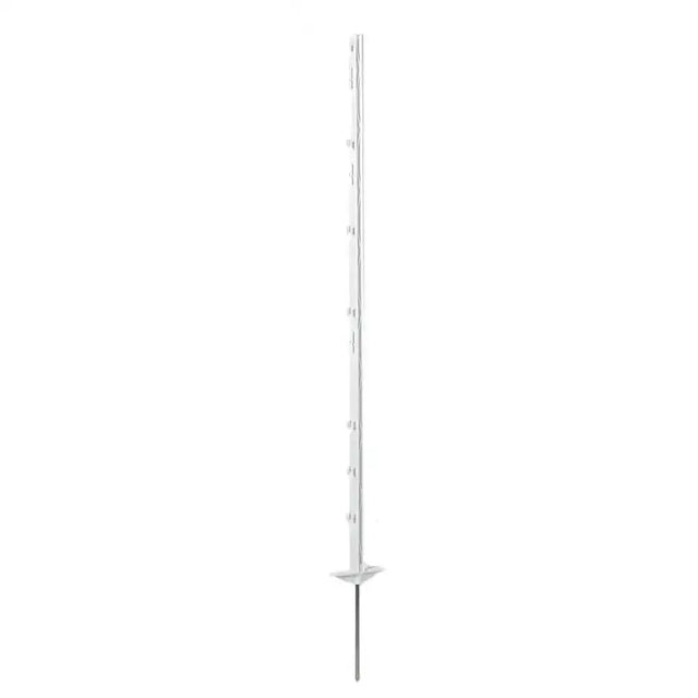 White corral plastic post steel double step-in garden flagpole with hooks and flat base for stability 155 cm tall