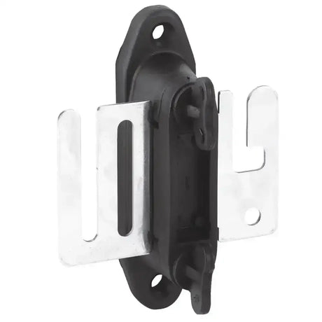 Black plastic and chrome metal corral profi gate insulator with u-shaped design for solid tape insulator use