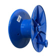 Blue plastic corral spare super reel with star-shaped hub and handle for easy cable management
