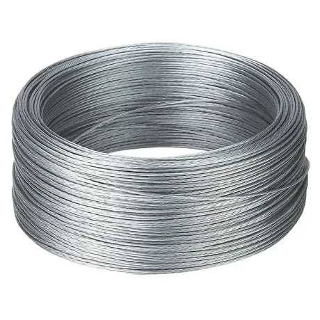 A spool of corral stranded wire galvanised with seven strands in galvanized steel and metallic silver finish
