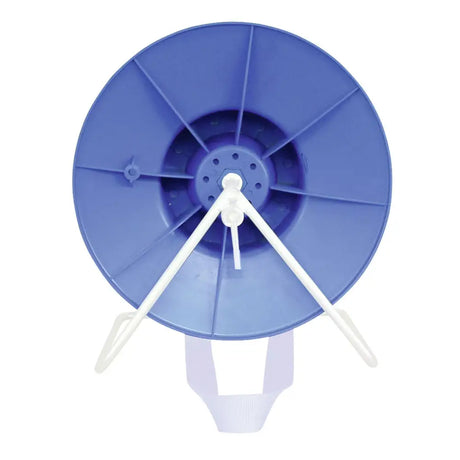 Blue corral super reel plastic hamster wheel with white support legs made from hardwearing plastic reel material