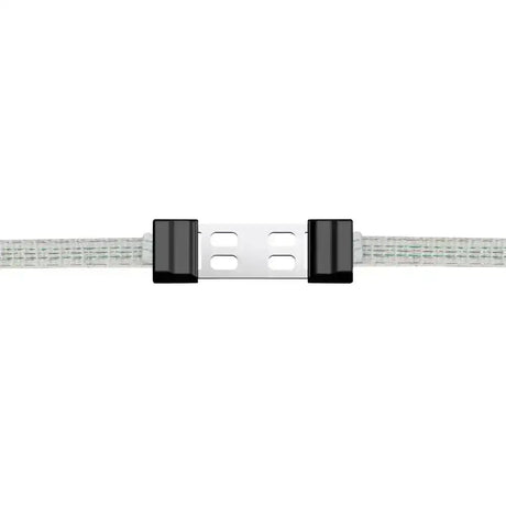 Silver and black corral tape connector litzclip galvanised 12.5mm with sleek rectangular design and black end caps