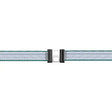 A white and green striped nylon belt with a black silver buckle for corral tape connector litzclip galvanised steel use