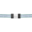 A sleek corral tape connector litzclip stainless steel belt with a translucent white and green striped fabric strap and black silver buckle