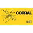 Bright yellow corral warning sign electric with bold black text and two hands crossed graphic for electric fence safety