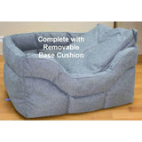 Gray textured heavy duty rectangular high sided waterproof dog bed with removable base cushion for durability