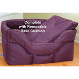 Purple quilted heavy duty rectangular high sided waterproof dog bed with removable base cushion for pets