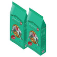 Two teal bags of countrymans greyhound 28 complete dog food 15 kg value pack with greyhound illustration