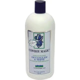 White plastic cowboy magic detangler bottle with dark blue cap and label for mane and tail shine and dreadlocks instantly