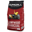 Red bag of cpl supagrill lumpwood charoyal caninoal charcoal featuring burning coals for grilling use