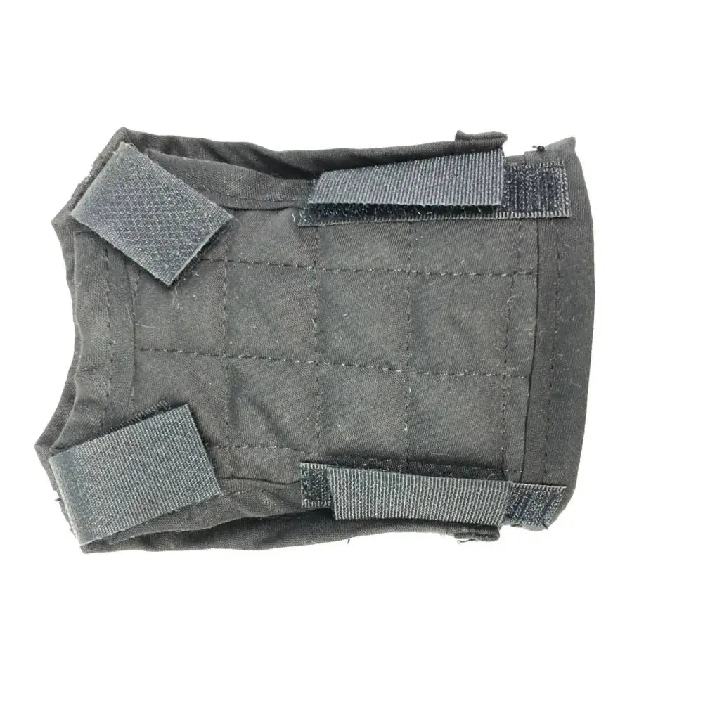 Dark gray tactical wrist strap with reinforced stitching and velcro closures for crafty ponies body protector