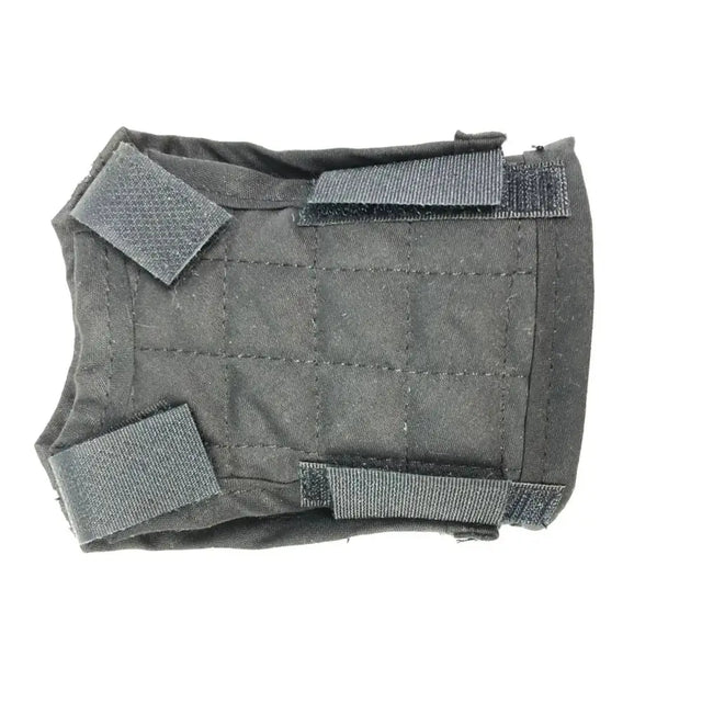 Dark gray tactical wrist strap with reinforced stitching and velcro closures for crafty ponies body protector