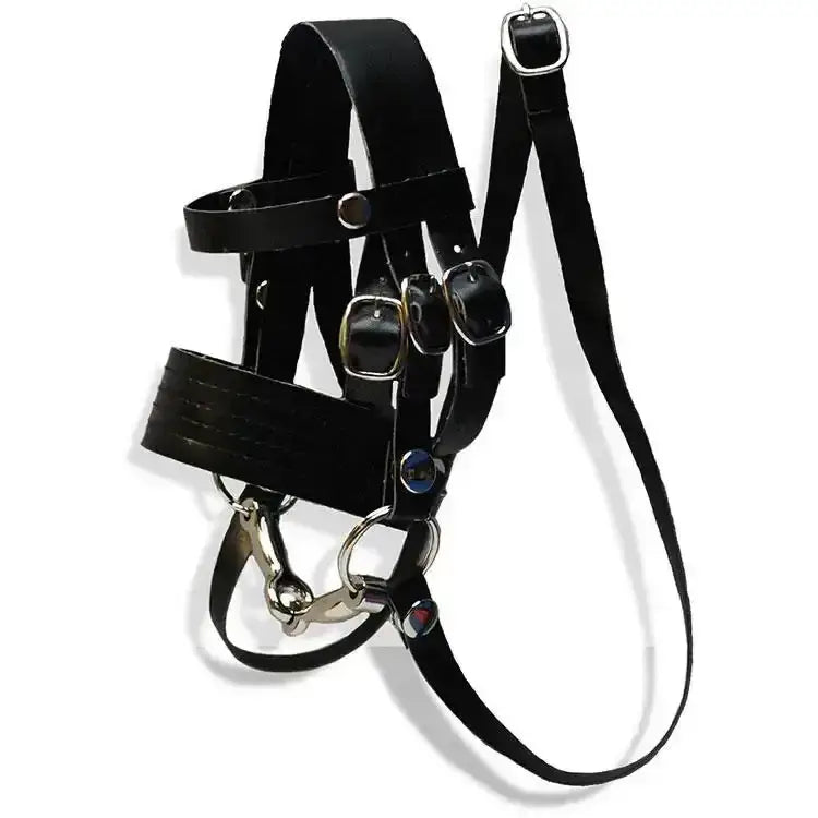 Black leather crafty ponies bridle toy pony bridle with silver metal buckles and hardware for ponies bridle toy use