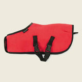 Red felt crafty ponies fleece pony fleece rug with black trim and adjustable straps for cozy pony coverage