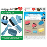 Blue plastic crafty ponies grooming kit with brushes curry comb and sponge perfect for pony grooming kit use